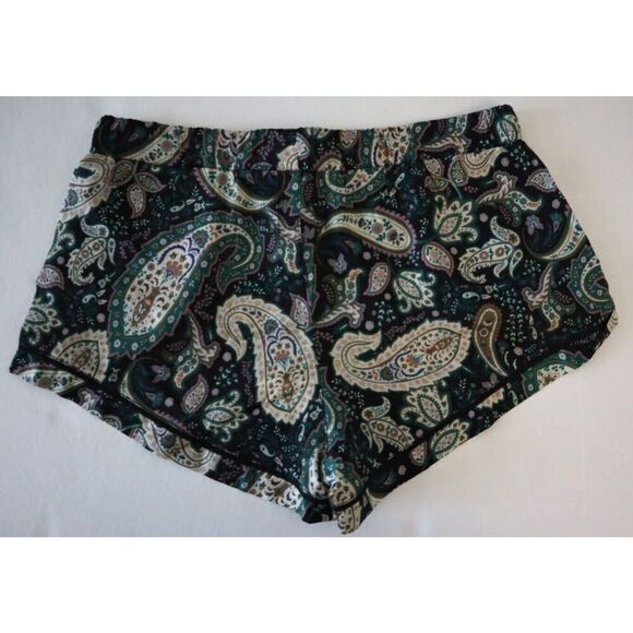 Plush x Revolve SET09W01GPA Women Sz XS Green Paisley Faux Silk Pajama Set - Picture 8 of 15